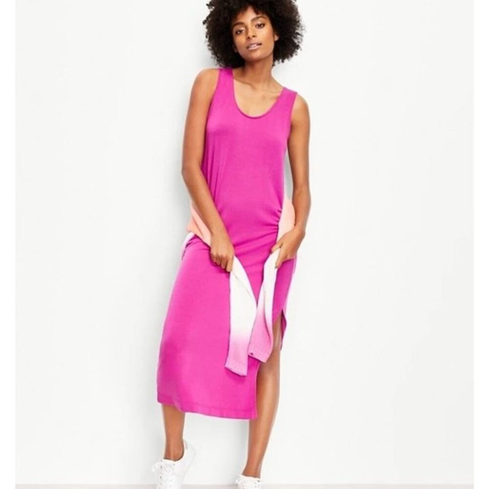 Lou & Grey Womens Signature‎ Soft Midi Tank Dress Size XS Orchid Pink Side Slit